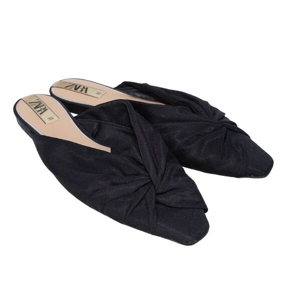Zara Black Pointed Toe Slides / Mules, Size 36 - Picture 6 of 7